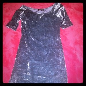 Off Shoulder Baby blue crushed velvet Dress